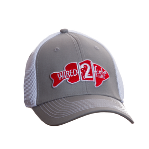 Fish Design Mesh Back Hat - Grey
