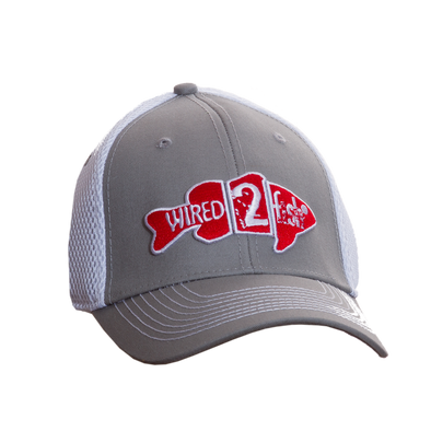 Fish Design Mesh Back Hat - Grey