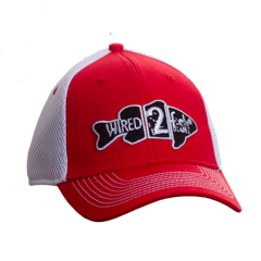 Fish Design Mesh Back Hat - Red