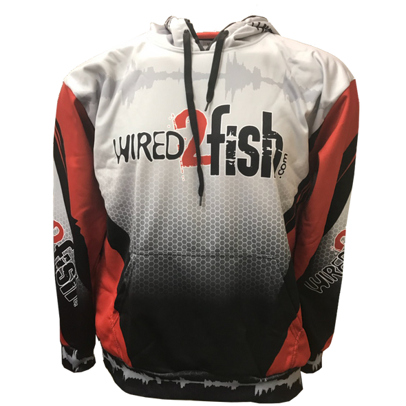 Wired2Fish Sublimated Performance Hoodie - Red/Grey
