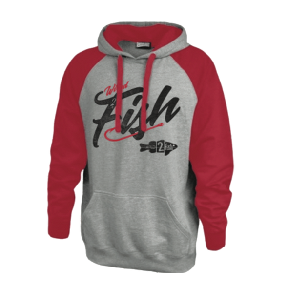 Wired2Fish Raglan Sleeve Colorblock Hoodie - Red/Grey